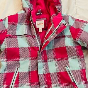 Cat & Jack Kids Checkered Raincoat - Pink and Light Blue